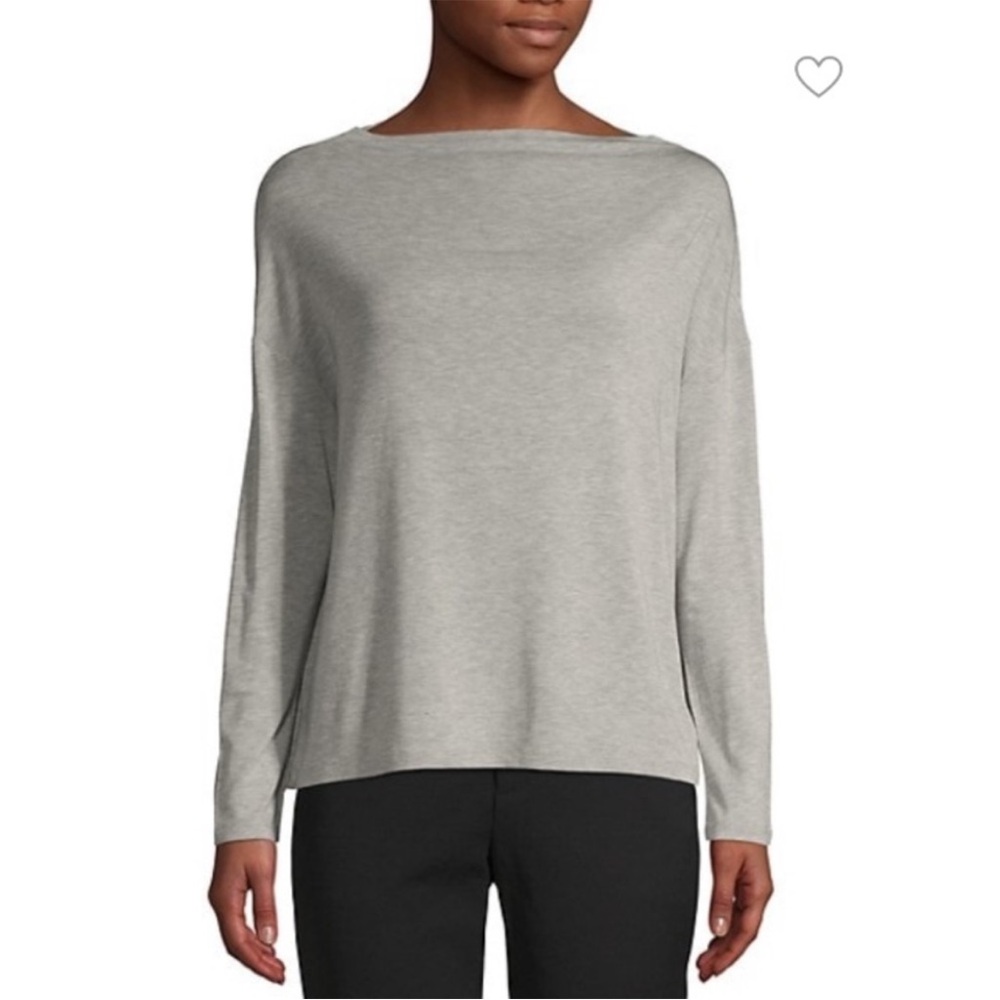 Vince Boat Neck Light Gray Long-Sleeve Top S